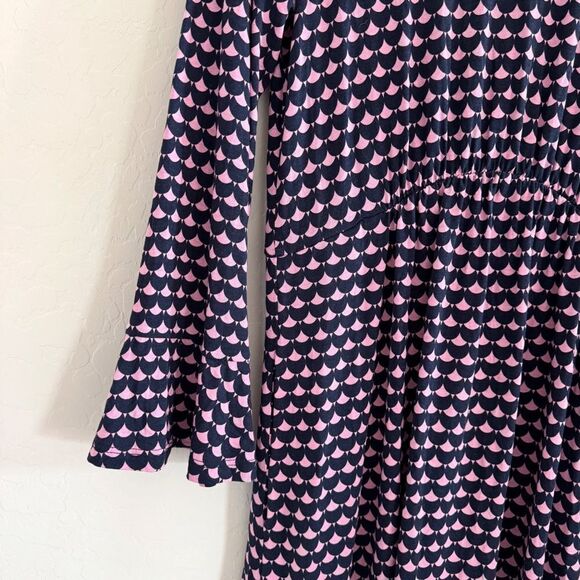 Boden Flute Long Sleeve A-Line Jersey Dress in Sherbert, Crescent Stamp Size 4L - Picture 8 of 13